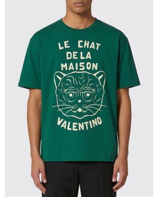 Valentino Green Printed Cotton Crew Neck T-Shirt for men