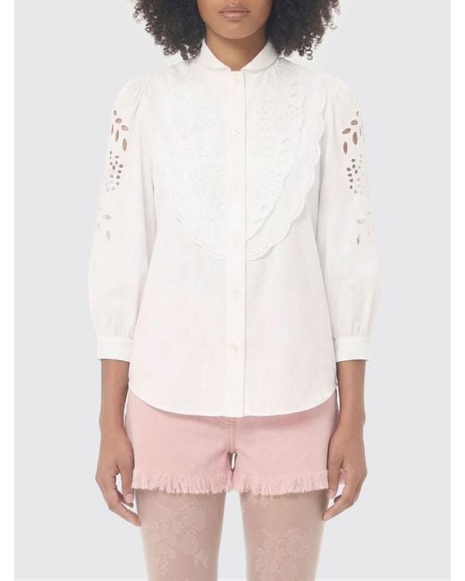 Valentino White Cotton Shirt With Inserts
