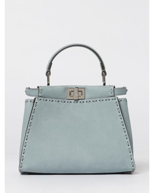 Fendi Blue Peekaboo Mini Grained Leather Bag