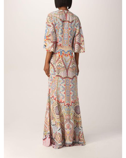 Etro Paisley Silk Long Dress Lyst