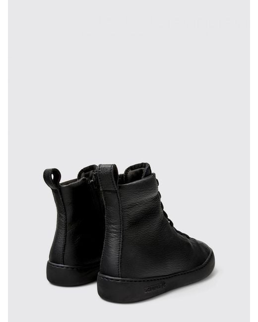 Camper Black Peu Touring Grained Leather Ankle Boots