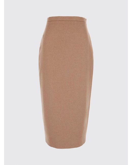 Max Mara Natural Wool Knit Midi Pencil Skirt With High Waist
