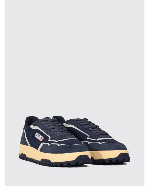Autry Blue Wildpace Low Leather And Mesh Sneakers With Contrast Logo And Serrated Sole for men