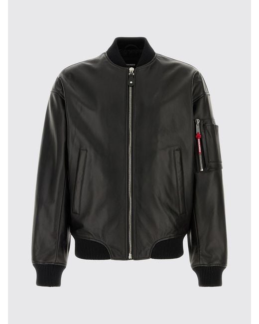 DSquared² Black Leather Bomber Jacket for men