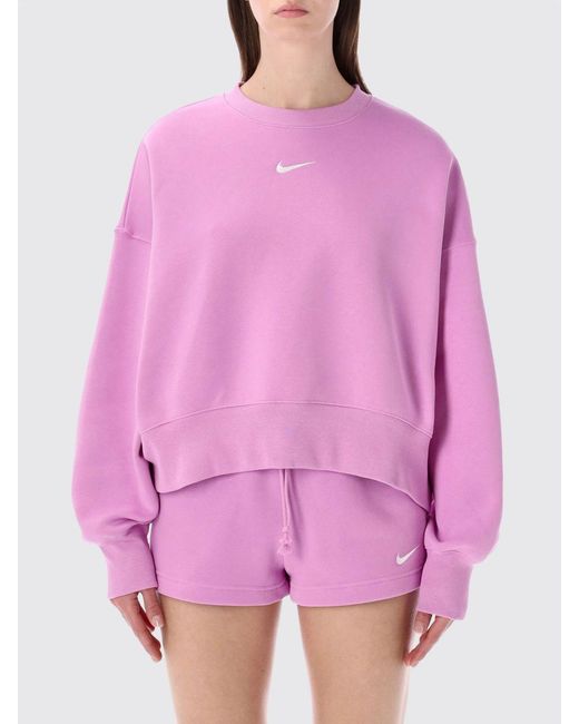 Nike Pink Cotton Crewneck Sweatshirt With Logo