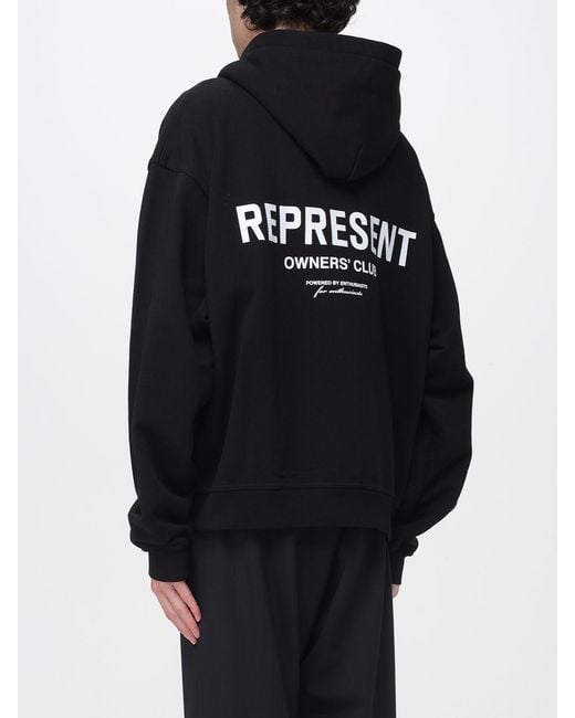 Represent Blue Cotton Hoodie With Logo for men