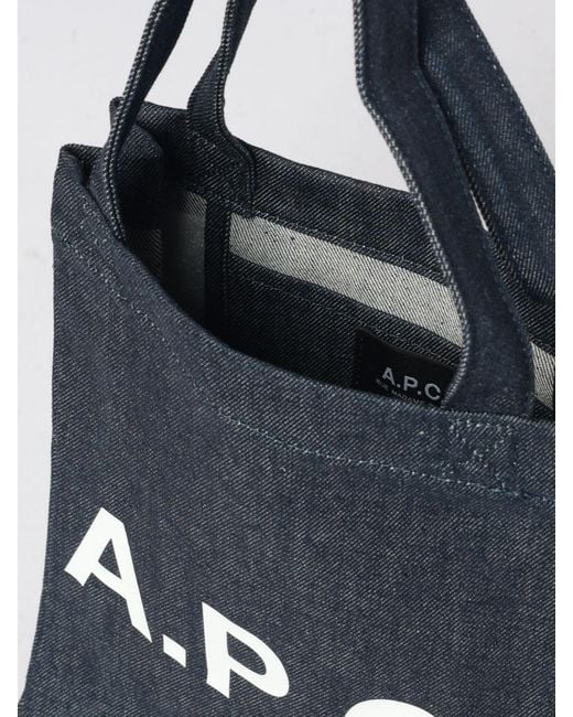 A.P.C. Blue Denim Tote Bag for men