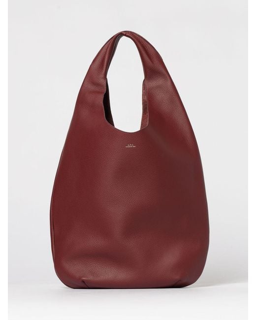 A.P.C. Red Le Neige Grained Leather Bag