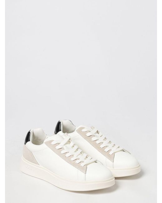 Boss Natural Grained Leather Bulton Sneakers for men