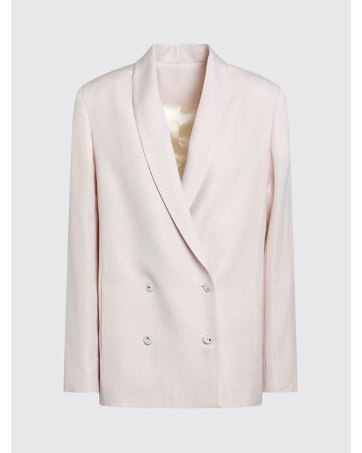 Loulou de Saison Natural Double-Breasted Virgin Wool Blazer