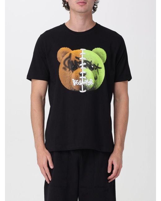 DISCLAIMER Black Slim Fit Cotton T-Shirt With Teddy Bear Print for men