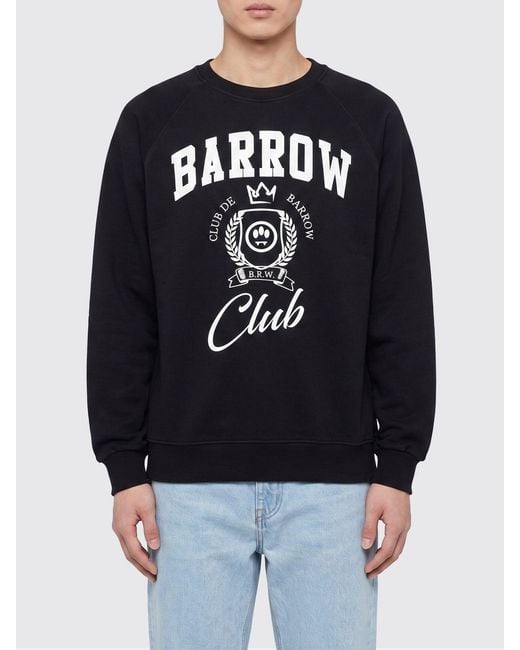 Barrow Black Cotton Crewneck Sweatshirt With Logo for men