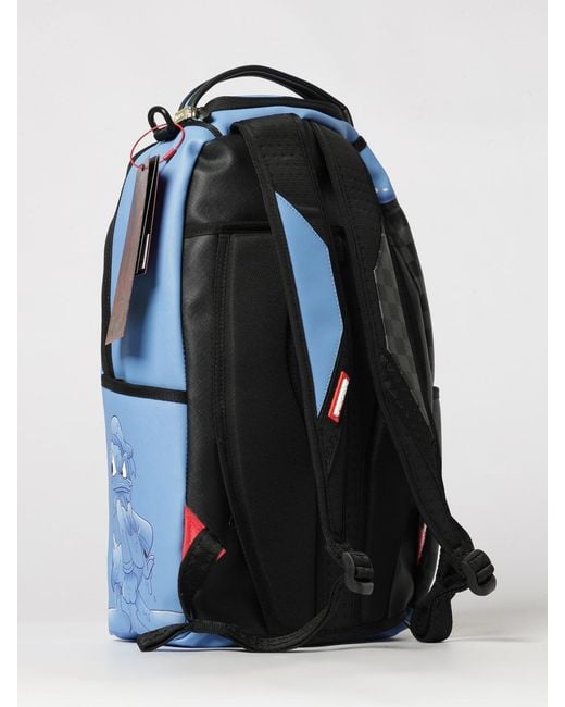 Sprayground Blue Disney Mickey Painting Donald Print Backpack With Shark Logo for men