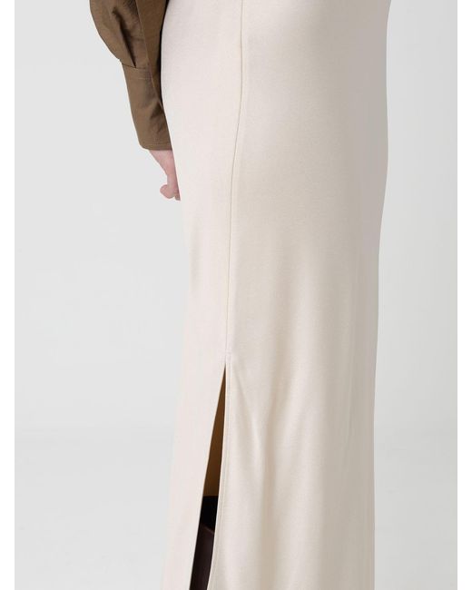 Brunello Cucinelli White Long Satin Skirt