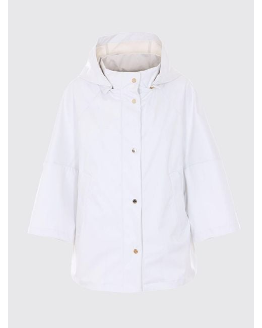 Moorer White Florida Short Windbreaker Jacket With Detachable Hood And High Neck