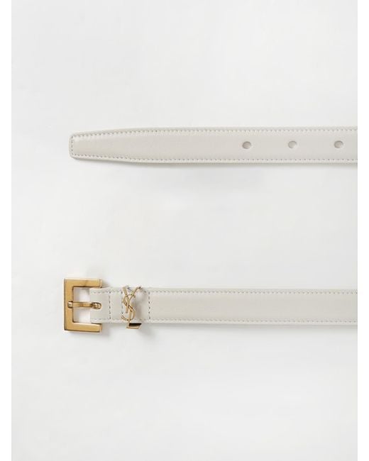 Saint Laurent Natural Cassandre Leather Belt