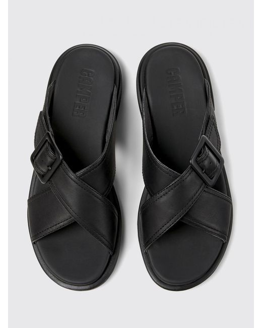 Camper Black Leather Buckle Sandals Casual Comfort