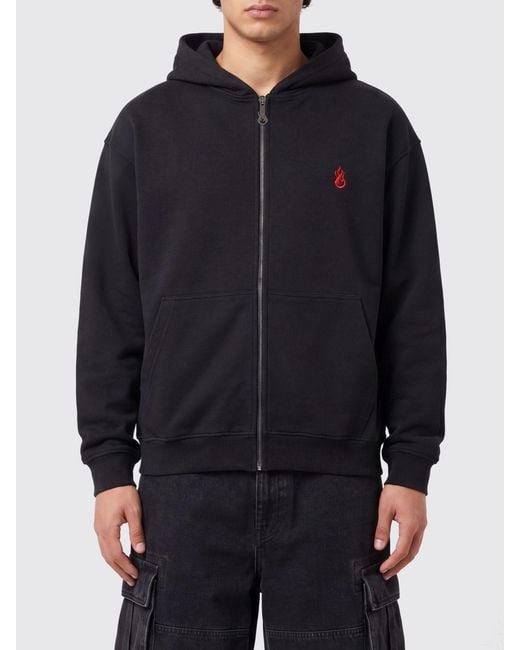 Vision Of Super Blue Hooded Cotton Zip-Up Sweatshirt With Contrast Logo for men