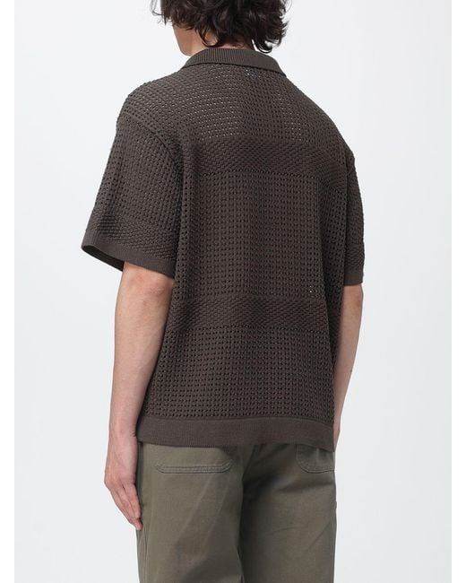 Obey Black Cotton Knit Polo Shirt for men
