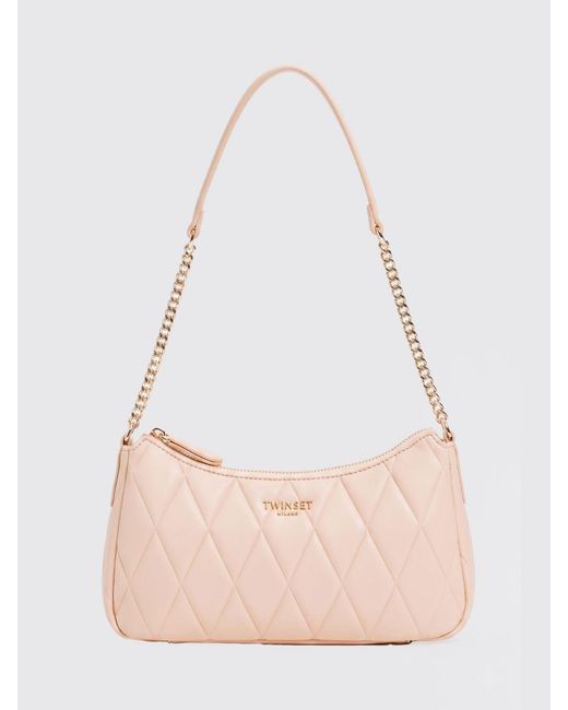 Twinset Pink Quilted Faux Leather Bag