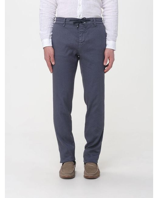 Mason's Blue Linen And Cotton Blend Drawstring Trousers for men