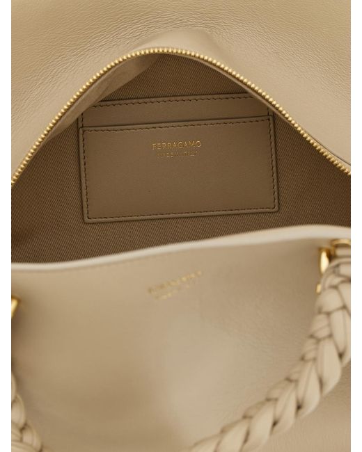 Ferragamo Natural Leather Bag With Flaps
