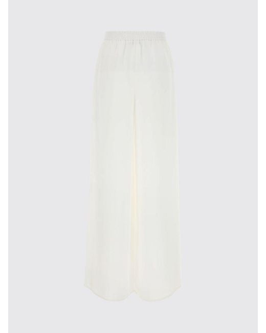 Max Mara White Volontà High-Waisted Silk Palazzo Trousers With Elastic Waist