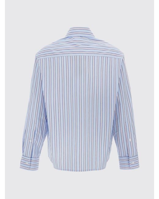 Des Phemmes Blue Striped Cotton Shirt With Jewel Inserts