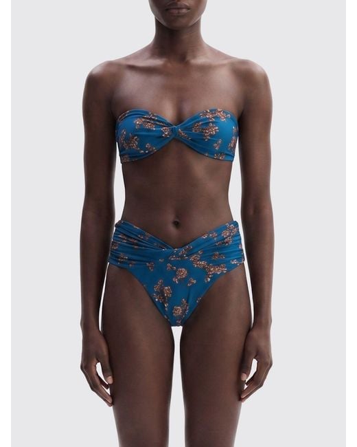 Magda Butrym Blue Printed Polyamide Bandeau Bikini Top