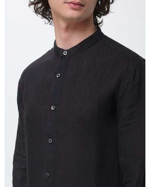120% Lino Blue Classic Linen Shirt for men