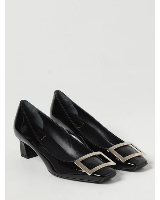 Roger Vivier Black Viv Cabochon Patent Leather Pumps
