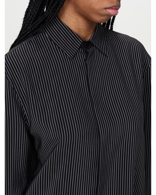 Saint Laurent Blue Striped Silk Blouse Long Sleeves