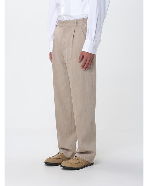 Jacquemus Natural Linen Blend Wide Leg Trousers for men