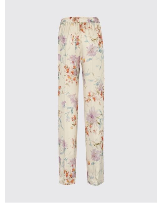 Herno Pink Floral Print Straight-Leg Trousers
