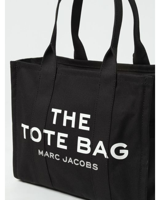 Borsa The Large Tote Bag in canvas con logo jacquard di Marc Jacobs in Black