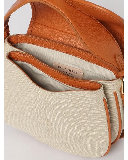 Coccinelle Pink Mavery Canvas And Grained Leather Bag