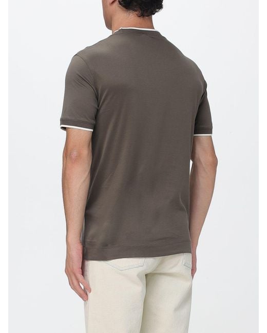 Emporio Armani Gray Cotton Blend T-Shirt With Logo for men