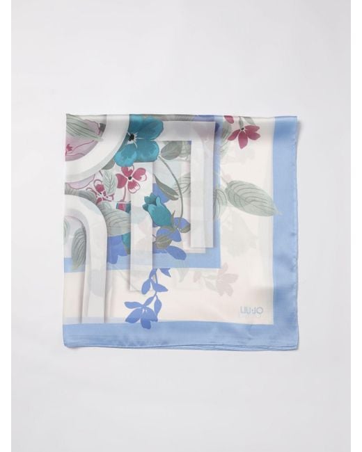 スカーフ LIU JO Woman Neck scarf Blue 2A4032T0300 46011 Foulard with logo colour blue | Liu Jo