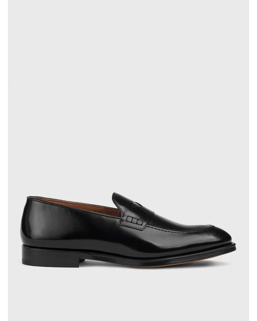 Doucal's Black Brushed Leather Loafers for men