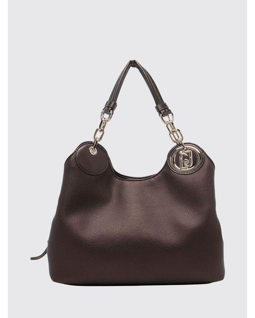 Liu Jo Brown Grained Faux Leather Shoulder Bag With Double Handle