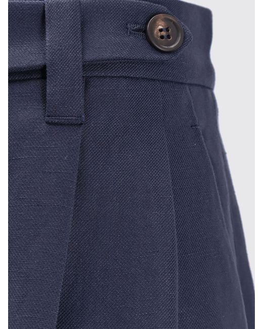 Brunello Cucinelli Blue Linen Blend Tailored Shorts