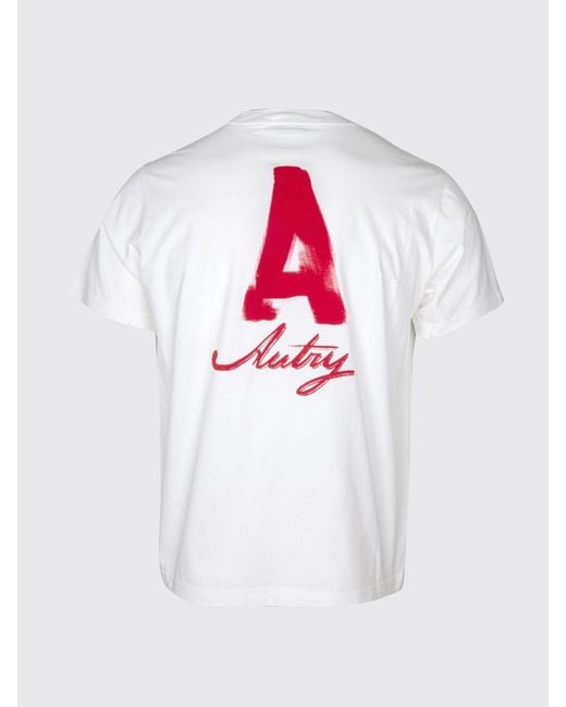 Autry White Contrast Logo Cotton T-Shirt for men