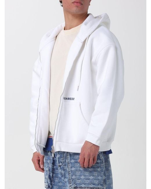 DSquared² White Cotton Hoodie With Logo for men