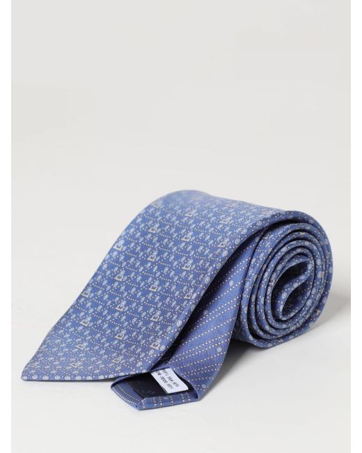 Cravatta Tag in seta stampata di Ferragamo in Blue da Uomo