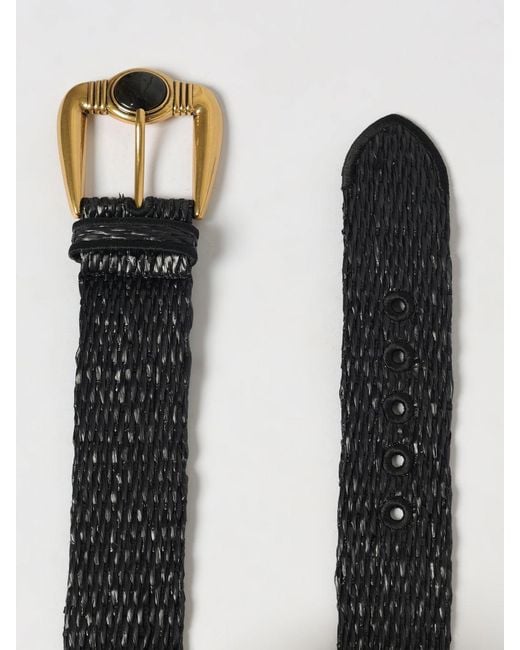 Etro Gray Woven Raffia Belt With Jewel Buckle