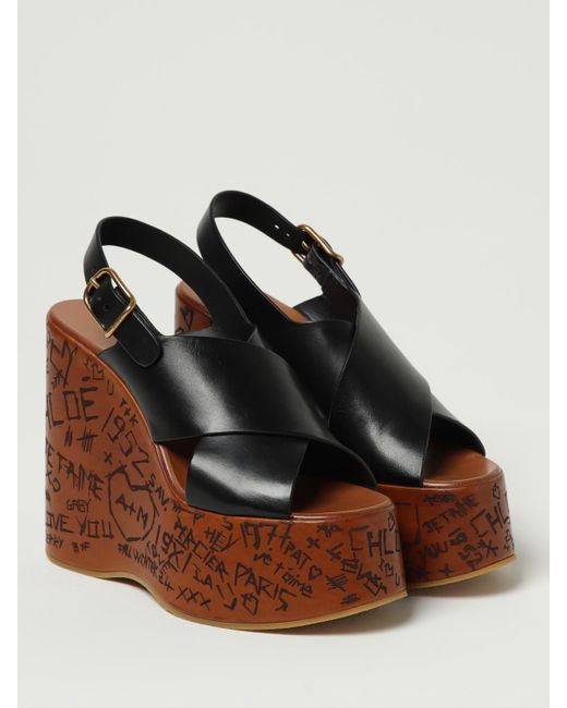 Sandalo Con Zeppa Maxime di Chloé in Brown