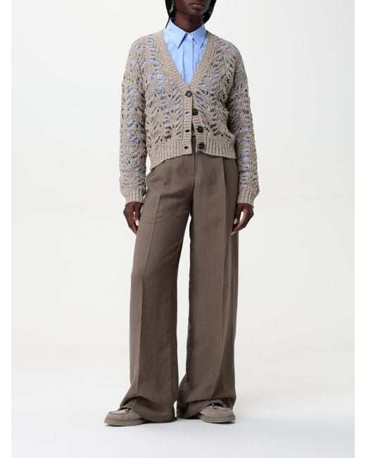 Brunello Cucinelli Gray Linen Blend Cardigan