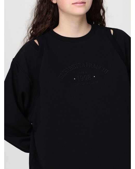Elisabetta Franchi Black Cut-Out Cotton Sweatshirt