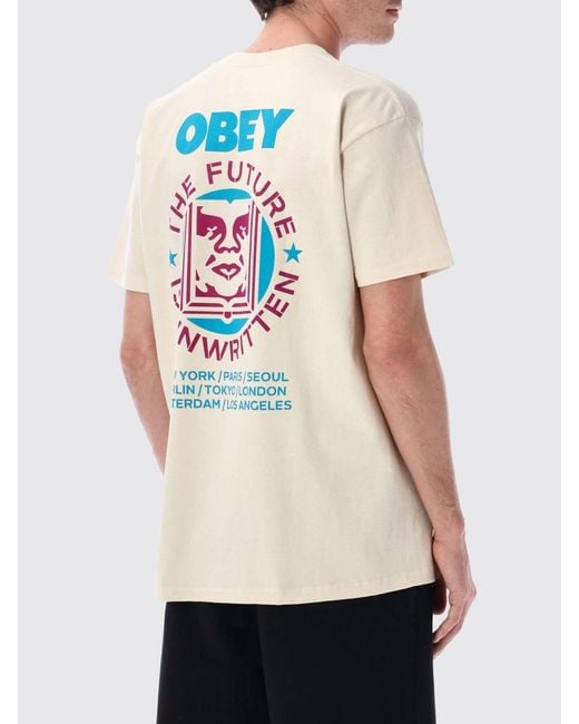 Obey White Printed Cotton T-Shirt for men