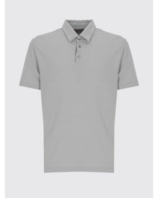 Zanone Gray Basic Cotton Polo Shirt for men